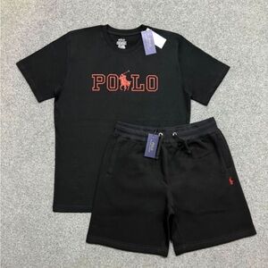 Polo by Ralph Lauren Black and Red T-Shirt and Shorts Set
